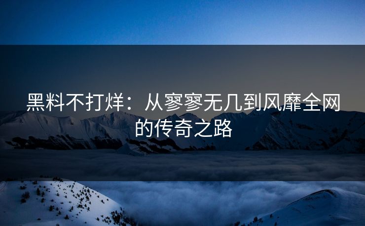 黑料不打烊：从寥寥无几到风靡全网的传奇之路
