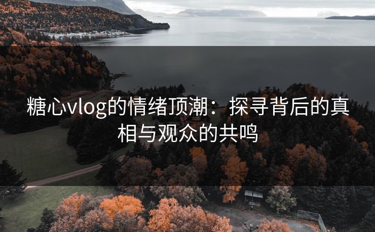 糖心vlog的情绪顶潮：探寻背后的真相与观众的共鸣