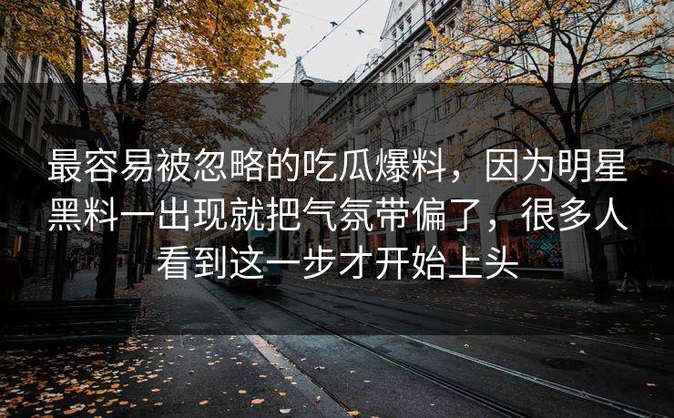 最容易被忽略的吃瓜爆料，因为明星黑料一出现就把气氛带偏了，很多人看到这一步才开始上头